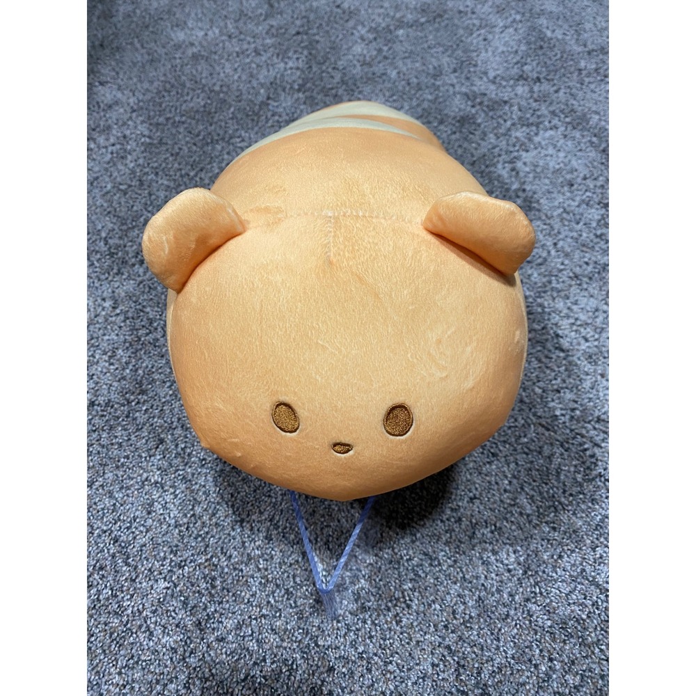 Miniso Baguette Bread Bear Plush Long Squishy Pillow Stuffed Animal Orange